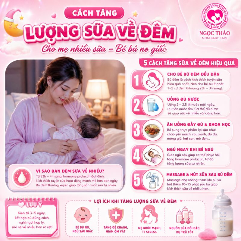 cách tăng lượng sữa về đêm cho mẹ nhiều sữa, bé bú ngon giấc